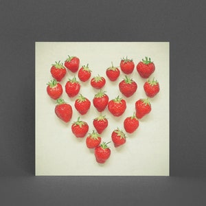 Aardbei wenskaart, fruitkaart - ik hou van aardbeien