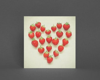 Strawberry Greeting Card, Fruit Card - I Love Strawberries