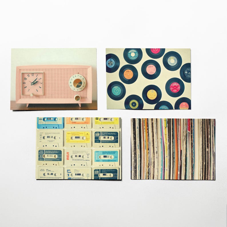 Music Lover Gift, Postcard Set, Stationery Set Easy Listening image 1