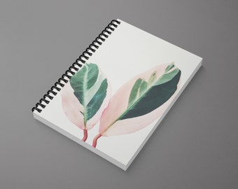 Plant Spiral Notebook - Pink Leaves I