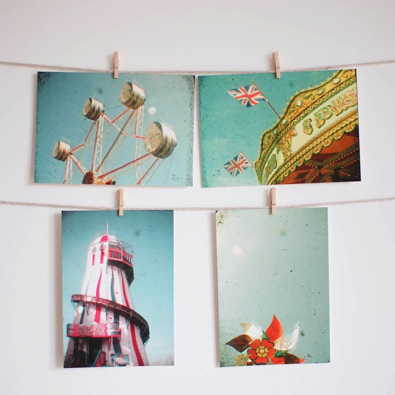 Postcard Set, Retro Postcards, Kids Stationery Set - The Fair image 1
