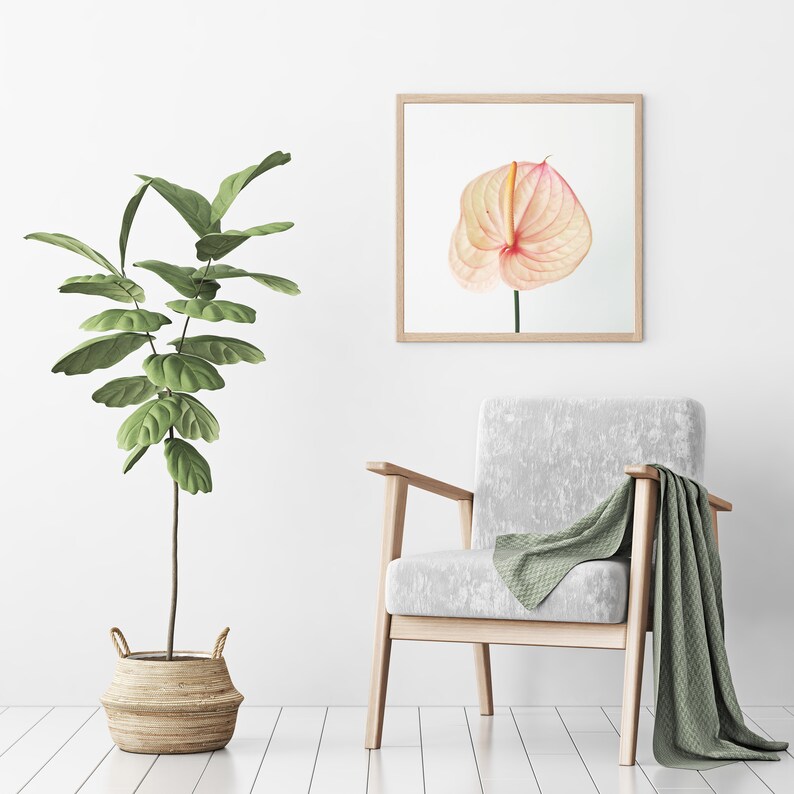 Lily Print Large Wall Art Pink Yellow Wall Art Minimal Etsy UK