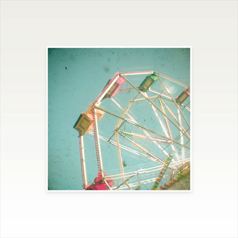 Baby Shower Gift, Girls Room Decor, Pastel Nursery, Ferris Wheel Print Big Wheel image 3