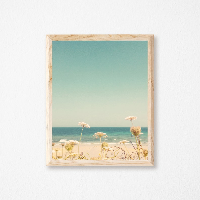 Coastal Decor, Beach Print, Floral Wall Art Water and Lace image 4