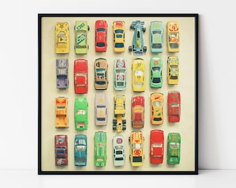 Retro Toy Car Print: Kids Room Wall Art - Car Park