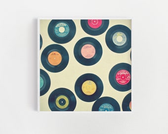 Music Print: Retro Vintage Vinyl Records Photographic Print for Music Lovers - All of Our Yesterdays