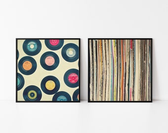 Music Print Set of 2, Vinyl Record Art, Gift for Music Lover - Record Collection