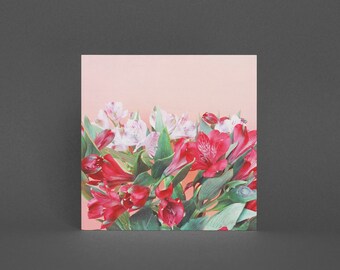 Floral Greeting Card, Lily Flower Card - Peruvian Lilies