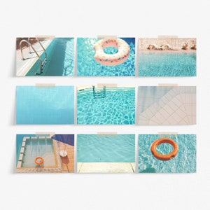 Cartoline per piscina, set di stampe estetiche blu, set di cancelleria - Piscina