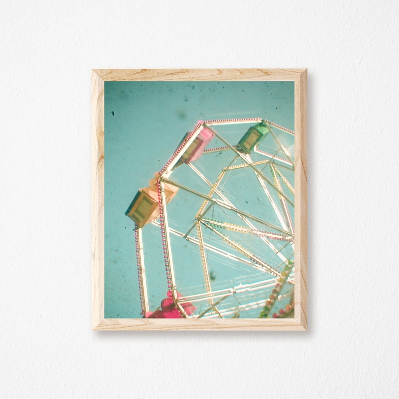 Baby Shower Gift, Girls Room Decor, Pastel Nursery, Ferris Wheel Print Big Wheel image 4