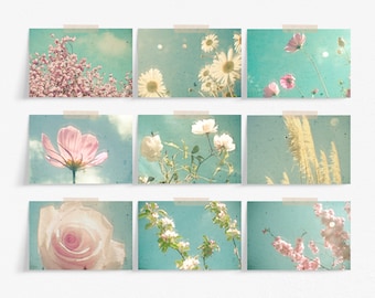 Flower Postcards, Aesthetic Room Decor, Stationery Set - Vintage Florals