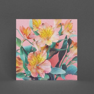 Blumen Grußkarte, Lilien Blumen Karte - Frühlingsstrauß