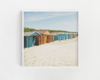 Pastell Strandhütten Print: Küsten Badezimmer Dekor, Sommer Kunst