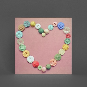Love Heart-wenskaart, Valentijnsdagkaart - Button Love