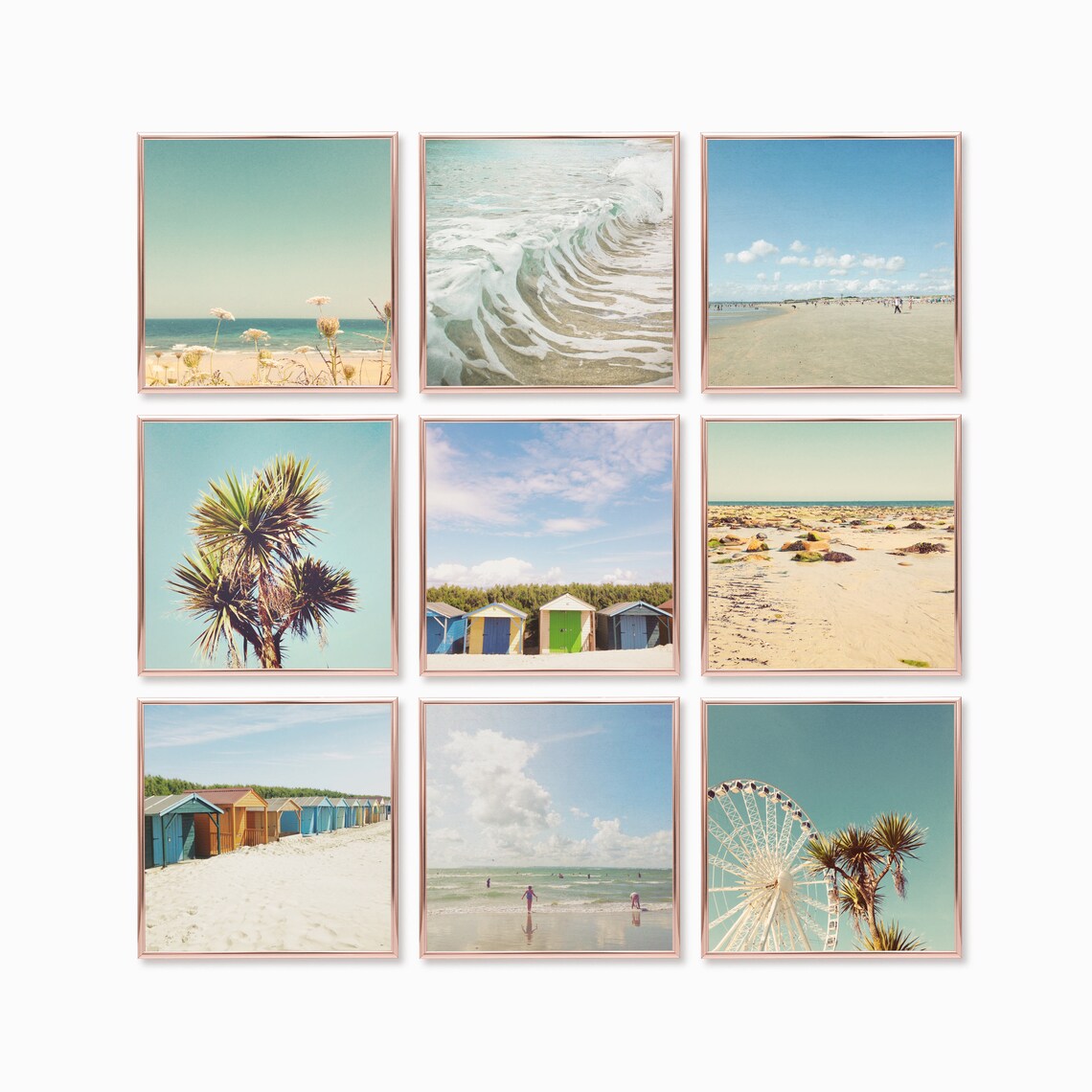 Beach Decor Bathroom Wall Art Print Set of 9 Summer By The Etsy