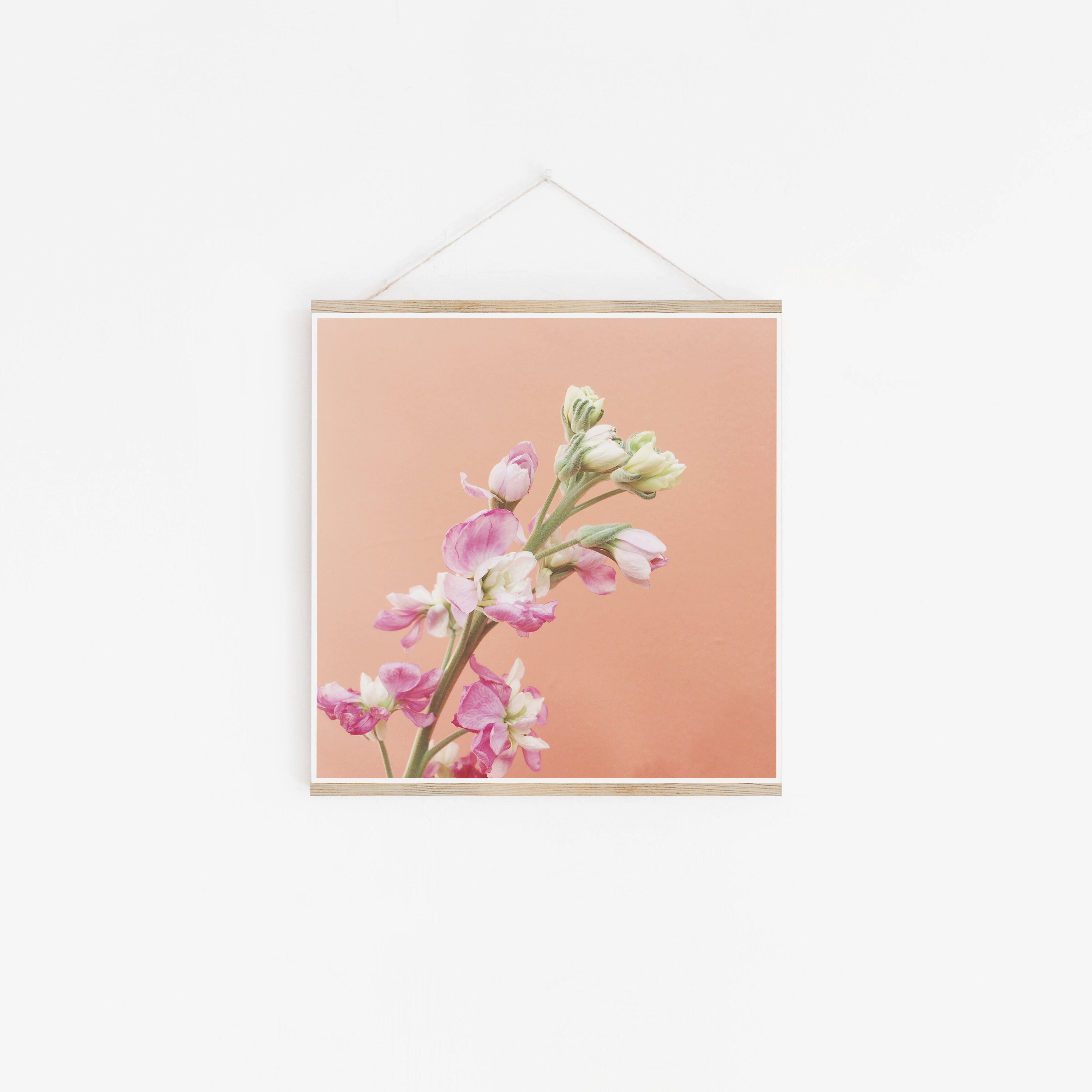 Pink Flower Print, Floral Wall Art, Boho Decor - Flourish
