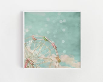 Baby Girl Gift, Pastel Wall Art, Pastel Nursery, Ferris Wheel Print - Candy Wheel