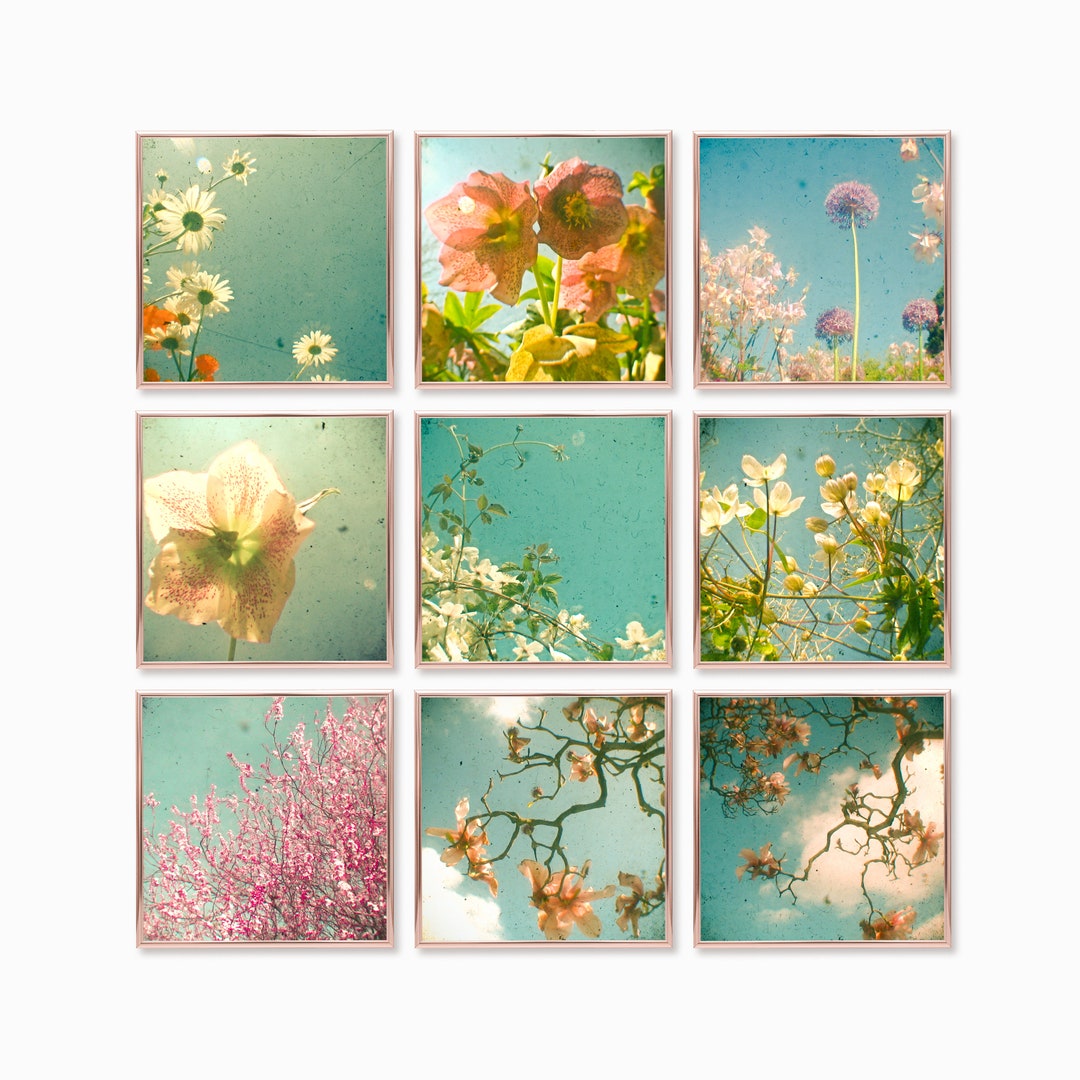 Botanical Print Set of 9, Boho Decor, Flower Wall Art - Floral - Etsy
