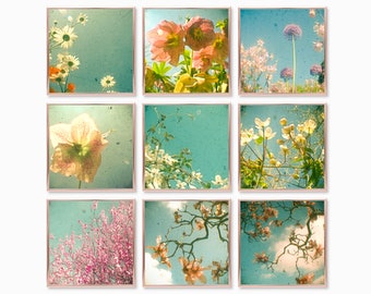 Botanical Print Set of 9, Boho Decor, Flower Wall Art - Floral