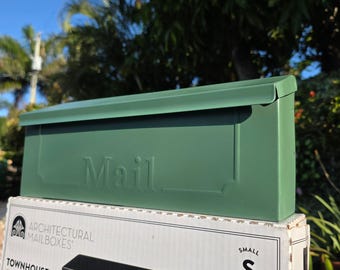 Buzón de pared verde musgo / Buzón pintado / Buzón moderno para entrada / Buzón metálico para exteriores / Regalo de inauguración de casa