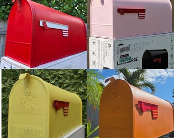 Buzón grande pintado, listo para enviar / Envío al siguiente día hábil / Buzón de metal de color personalizado / Regalo ideal para embellecer tu hogar / Rojo-Rosa-Verde limón-Naranja