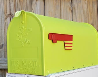 Buzón pintado en verde lima para una alta visibilidad - Resistente a los rayos UV y al óxido