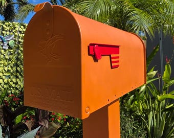 Buzón naranja en 3 tamaños, resistente a los rayos UV y al óxido, decoración rústica de granja, regalo de inauguración de la casa, buzones personalizados, buzón moderno para montaje en poste