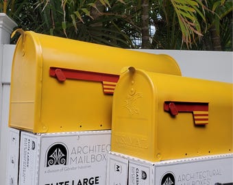 Buzón amarillo caléndula, buzón pintado a medida, regalo de cierre para agente inmobiliario, regalo de inauguración de la casa, resistente a los rayos UV y al óxido.