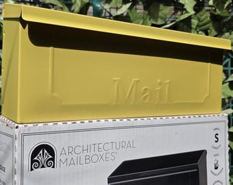 Buzón de pared Lemongrass / Buzón pintado / Buzón para casa adosada / Regalo de inauguración de casa / Decoración exterior para el hogar