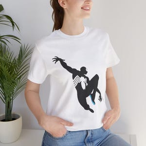 Black Symbiote Silhouette Spider Tee | Comic Spider Man Graphic Shirt image 1