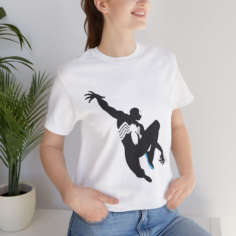 Black Symbiote Silhouette Spider Tee | Comic Spider Man Graphic Shirt image 1