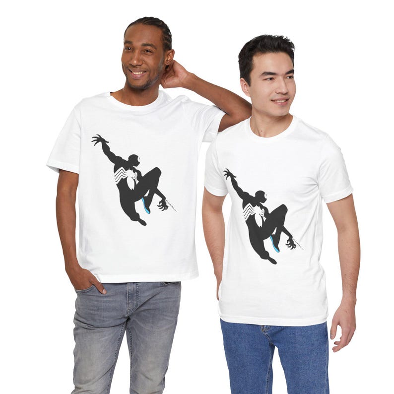 Black Symbiote Silhouette Spider Tee | Comic Spider Man Graphic Shirt image 4