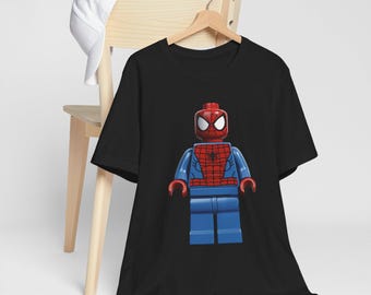 Minifigure Superhero Comic Brick Tee | Vintage Superhero Shirt
