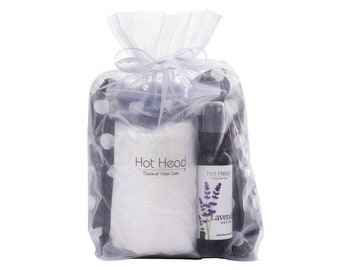 Hot Head Deep Conditioning Gift Set - Audrey Reversible Hot Head Heat Cap, Lavender Spritzer & Shower Caps