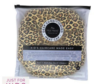 Kids Sassy Leopard Print Microwavable Deep Conditioning Cap - Reversible
