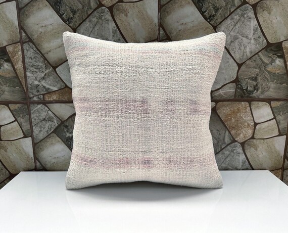 ホワイト麻枕カバー、20x20 ヴィンテージクッションカバー、クッション