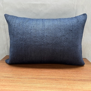 Dark Blue Hemp Pillow Cover, 16x24 Vintage Cushion Cover, Decorative Pillow, Custom Pillow, Outdoor Pillow, Vintage Pillow Cover, B-102