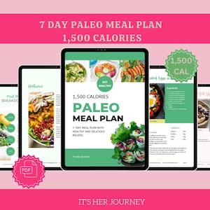 7 Day Paleo Meal Plan Guide |  1500 Calories | Healthy Eating | Weight Loss |Meal Prep|  Paleo Diet | Easy Recipes | Health & Wellness Guide