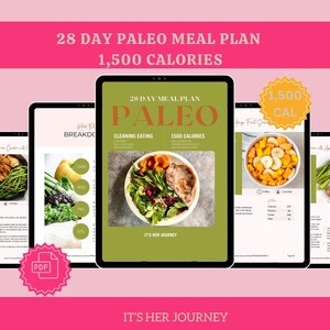 28 Day Paleo Meal Plan Guide |  1500 Calories | Healthy Eating | Weight Loss |Meal Prep|  Paleo Diet | Easy Recipes |Health & Wellness Guide