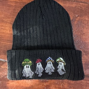 Glow in the Dark Ghost Mushroom Beanie, toboggan, hat, skullcap, cap image 1