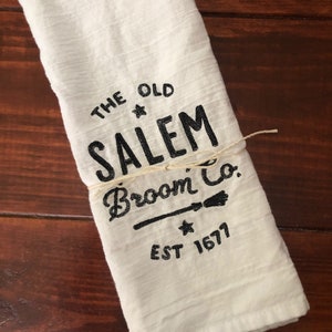 Salem Broom Company Flour Sack Towel, machine embroidered, kitchen towel image 1