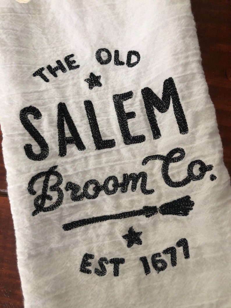 Salem Broom Company Flour Sack Towel, machine embroidered, kitchen towel image 2
