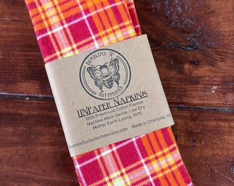 UNPaper Napkins- Red and Orange Plaid