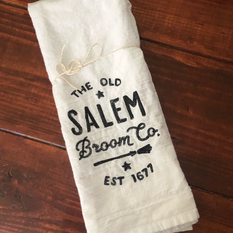 Salem Broom Company Flour Sack Towel, machine embroidered, kitchen towel image 3