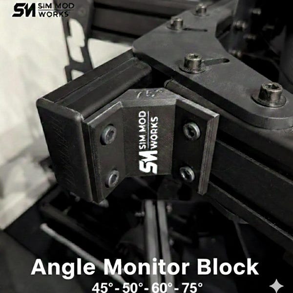 Angle Monitor Blocks for Triple Screen Sim Racing - Screen Angle Locking - 4080 Aluminum Profile Mounting (set of 2)