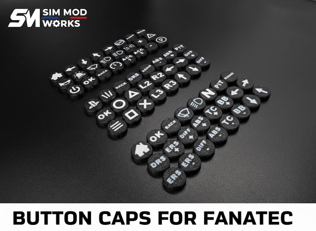 Sim Racing Button Cap Stickers Custom Button Cap Kits (covers) for Fanatec Steering Wheels | Choice of ...