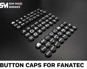 Custom Button Cap Kits (Covers) for Fanatec Steering Wheels - Choice of Logo Set - Sim Racing