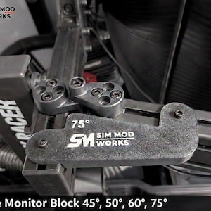 Angle Monitor Blocks for Triple Screen Sim Racing - Angle Locking 45, 50, 60, 75 degrees - Mounting on SimLab Aluminum Profile or other