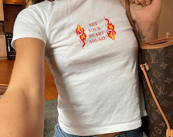 your heart ablaze - Hash.ira Baby Tee - Swordsman Ren.goku Tan.jiro Demon Slay - Subtle Anime T-Shirt - Slayer Inspired for Fan Gift