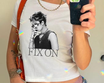 Fix On! Mingi Ateez Graphic Baby Tee In Your Fantasy Shirt World Tour Concert Gift for Atiny Ateez fan Eight Makes One Team